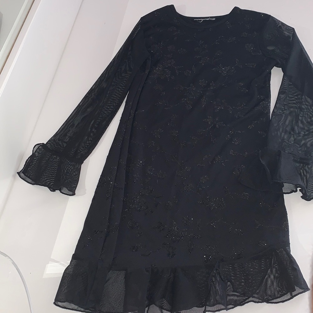 Black glitter floral dress